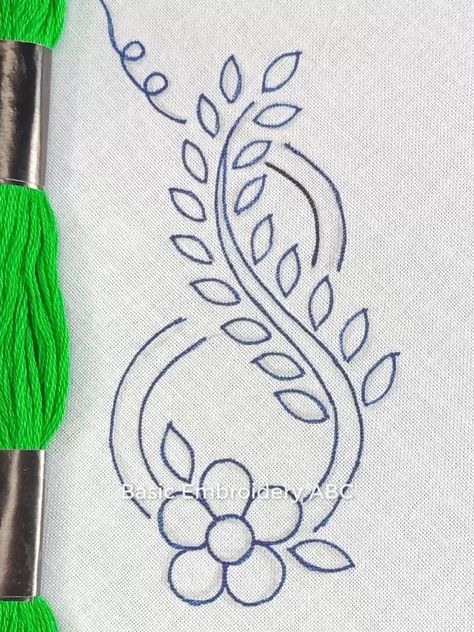 Aari Embroidery Motifs Design, Handcarchif Embroidery Design, Rumal Design Flower, Simple Embroidery Motifs, Floral Hand Embroidery Patterns Free, Embroidery Designs Basic, Rumal Embroidery Designs, Aari Basic Design, Basic Embroidery Designs For Beginners