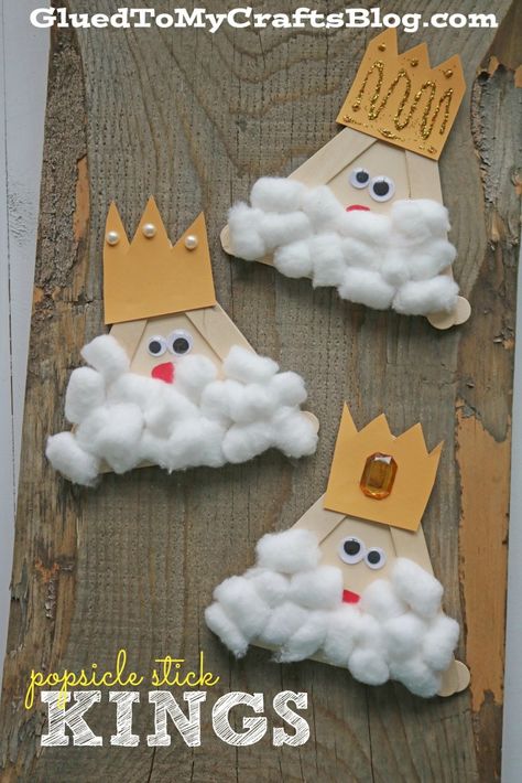 Popsicle Stick Kings - Kid Craft Epiphany Crafts, King Craft, Bible Crafts For Kids, Church Crafts, Popsicle Stick, Preschool Christmas, Sunday School Crafts, Bible Crafts, Craft For Kids