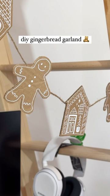 Cardboard Gingerbread Garland, Diy Cardboard Gingerbread Man, Cardboard Gingerbread House Garland, Diy Gingerbread Garland, Gingerbread Man Cardboard, Gingerbread Garland Diy, Cardboard Gingerbread Man, Gingerbread Cardboard, Cozy Hobbies