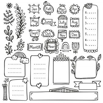 Banner Doodle, Planner Doodles, Journal Elements, Note Doodles, Doodle Frames, Vector Elements, Diary Planner, Sketch Notes, Hand Drawn Vector