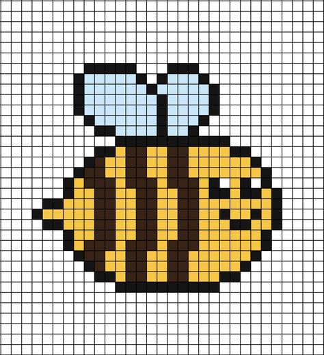 A pixel art template of a cartoon Bee (the insect) without the legs showing. Bee Pearler Beads, Pixel Art Bee, Bee Pixel Art, Bee Drawing, Cartoon Bee, Pixel Art Grid, Pix Art, Animal Cross Stitch Patterns, Tapestry Crochet Patterns