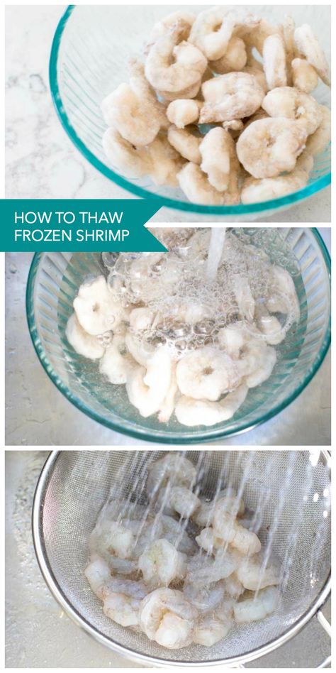 How to thaw frozen shrimp and avoid a watery, soggy mess in your final recipe. This quick method will get your shrimp ready to cook easily. Thawing Shrimp Frozen, How To Cook Frozen Shrimp, Cooking Frozen Shrimp, Thaw Frozen Shrimp, Cook Frozen Shrimp, Shrimp Recipes Easy Dinners, Fried Shrimp Recipes Easy, Clean Eating Shrimp, Easy Baked Shrimp