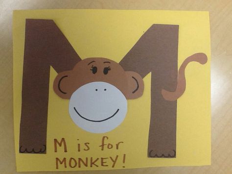 Letter M Monkey Craft, M Is For Monkey Craft, M Letter Craft, Letter M Crafts For Toddlers, M Is For Craft, M Is For, Letter M Crafts For Preschoolers, M For Monkey, M Is For Monkey