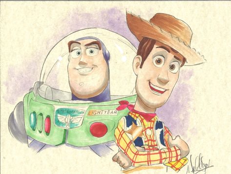 Woody & Buzz Lightyear by James Mulligan Toy Story Tattoo, Disney Pop Art, Sheriff Woody, Batman Tattoo, Drawing Toys, Toy Story Characters, Woody And Buzz, Cute Disney Drawings, Disney Pixar Movies