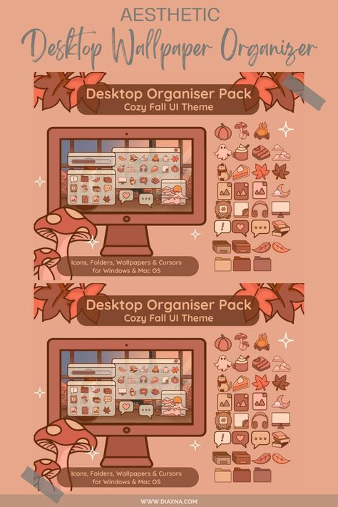 Aesthetic Desktop Wallpaper Organizers: Infuse Style and Organization into Your Workspace — DIAxNA Desktop Planner Wallpaper, Planner Wallpaper, Desktop Planner, Digital Minimalism, Wallpaper Organizer, Desktop Themes, Cozy Gaming, Folder Cover, Desktop Wallpaper Organizer