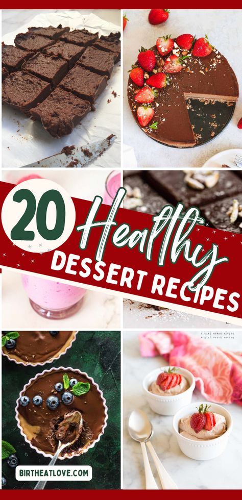 Looking for healthy desserts? This list of healthy dessert recipes includes all clean ingredients and no refined sugar. What could be better than low sugar desserts that taste delicious? Check out these healthy desserts - perfect for the satisfying your sweet tooth in a healthy way! #healthydesserts #dessertrecipes Gut Healthy Dessert Recipes, Light Desserts Recipes Healthy, Healthy Desserts Recipes, Vegan Fudge Recipes, Healthy Dessert Ideas, Healthier Dessert Options, Clean Desserts, Sugar Free Brownies, Healthy Dessert Recipes Easy