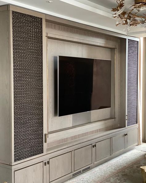 Bespoke Tv Unit, Double Heighted Tv Unit, Full Height Tv Cabinet, Tv Wall Design Luxury Living Rooms, Cashmere Tv Unit, Tv Unit With Stone Cladding, Long Tv Cabinet, Tv Unit Storage, Luxurious Bedroom Tv Unit