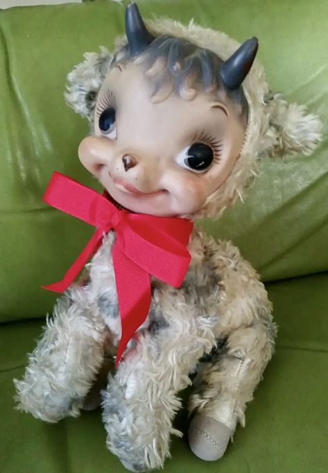 Vintage Rubber Face Goat Rubber Face Plush, Kitsch Toys, Rubber Face Doll, Rushton Dolls, Vintage Plushies, Rushton Toys, Vintage Plush Toys, Vintage Stuffed Animals, Vintage Lamb