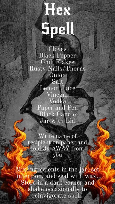 #witchcraft #magick #magic #hex #curse #darkmagic #witch Hex Spell, Demon Spells, Spiritual Satanism, Karma Spell, Wicca Recipes, Dark Spells, Curse Spells, Hoodoo Spells, Banishing Spell