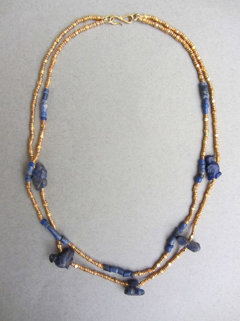 Ancient Lapis Lazuli Jewelry, Egyptian Jewelry Modern, African Beaded Necklace, Egypt Jewelry, Silver Metal Clay, Ancient Jewellery, Diy Collier, Indian Sculpture, Diy Jewelry Necklace