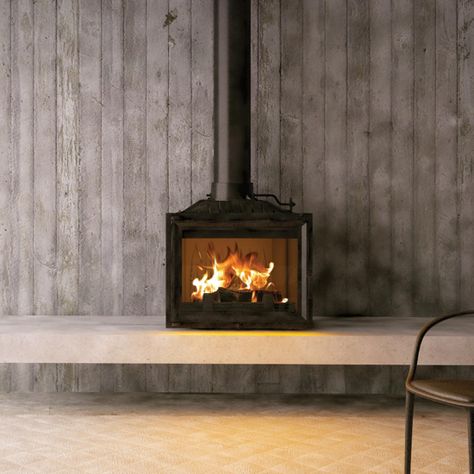 Modica 600 Free Standing Free Standing Wood Fireplace, Contemporary Fireplace Decor, Stove Wall, Contemporary Fireplace Designs, Standing Fireplace, Diy Heater, Wall Mounted Heater, Wood Heater, Freestanding Fireplace