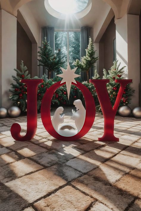 Best Choice Products 46in Outdoor Joy Christmas Nativity Decoration, 3 Piece Yard Decor Sign Holy Weather Resistant PVC Silhouette for Garden - Red/White Christmas Joy Decorations, Wooden Christmas Yard Decorations, Christmas Joy Sign, Joy Christmas Sign, Outdoor Nativity, Joy Sign, Joy Christmas, Christmas Yard Decorations, Christmas Yard