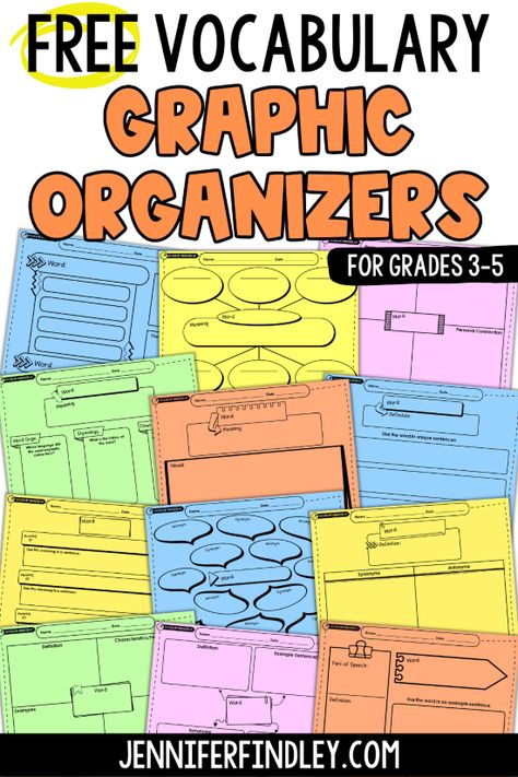 Free Vocabulary Graphic Organizers 4 Square Vocabulary Graphic Organizer, Vocabulary Graphic Organizers Elementary, Vocab Graphic Organizer, Free Vocabulary Template, 4th Grade Vocabulary Activities, Vocabulary Centers 3rd Grade, 7th Grade Vocabulary Words, Vocabulary Journal Ideas, Third Grade Vocabulary Activities