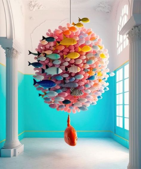 Ken Kelleher, Fish School, School Of Fish, Art Advisor, Artistic Installation, 3d Studio, Installation Design, Happy Things, Modern Artists