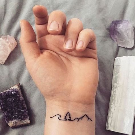 Mountain Ocean Forest Small Tattoo | 25+ beautiful Small mountain tattoo ideas on Pinterest ... Small Mountain Tattoo, Mountain Ideas, Ocean Forest, Minimalist Tattoo Meaning, Mountain Ocean, Forest Tattoo, Tattoo Tree, Typography Tattoo, Tree Tattoos