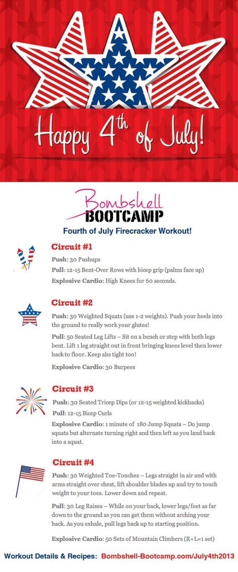 Happy Fourth of July! Below is a sample workout that will be perfect for you to try this holiday weekend! … 4th Of July Workout Crossfit, July 4 Workout, July Fitness Challenge, Fourth Of July Workout, July Workout Challenge, 4th Of July Workout, July Workout, Bootcamp Ideas, Crossfit Workouts Wod