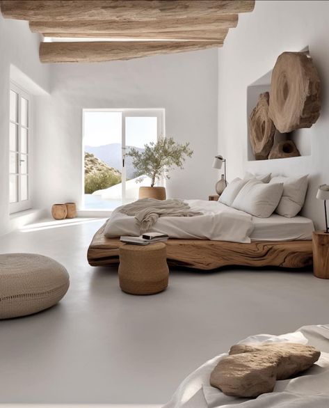 Earthy Bedroom, Architect House, Minimalist Bedroom, White Interior, Dream Home Design, Home Fashion, Home Staging, 인테리어 디자인, Wabi Sabi