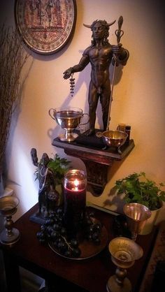 Folk Catholicism, Chb Cabins, Dionysus God, Sacred Space Altar, Witches Altar, Pagan Art, Pagan Altar, Sacred Spaces, Home Altar