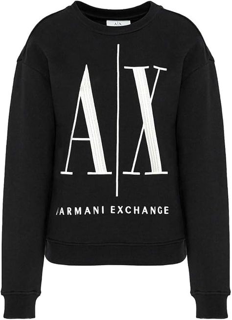 A|X ARMANI EXCHANGE Women's Icon Logo Pullover Sweatshirt at Amazon Women’s Clothing store Armani Shirts, Womens Fashion Inspiration, Cricut Joy, Birthday List, Iconic Women, Embroidered Sweatshirts, Armani Exchange, Amazon Women, Women Pullover