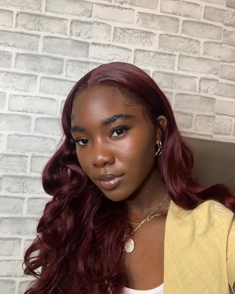 Cherry Hair Dye, Burgundy Hair Dark Skin, Black Cherry Hair Dye, Red Hair On Dark Skin, Cherry Coke Hair, Burgandy Hair, Black Cherry Hair, Deep Red Hair, Hair Color For Dark Skin