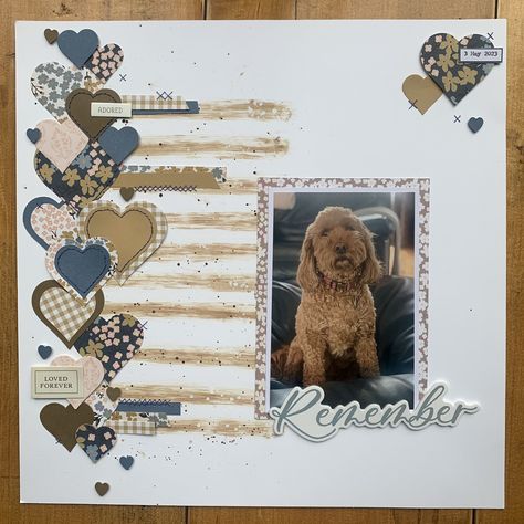 Dog Layouts Scrapbooking, Dog Scrapbook Pages Ideas, Diy Scrapbook Ideas Creativity, 6x8 Scrapbook Layouts, Dog Scrapbook Layouts, Baby Boy Scrapbook Layouts, Pet Scrapbook Layouts, Scrapbook Bebe, Family Scrapbook Layouts