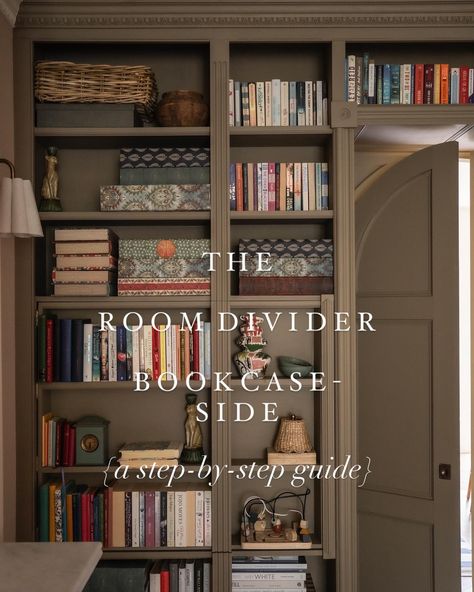 Hoping this will be helpful to many of you considering the addition of a room divider! Let me know if you have any further questions… Built Ins With Doors, Closet Bookshelf, Bookshelf Room Divider, Room Divider Bookcase, Bath England, Apple Home, Home Libraries, Dream Decor, Dream Rooms