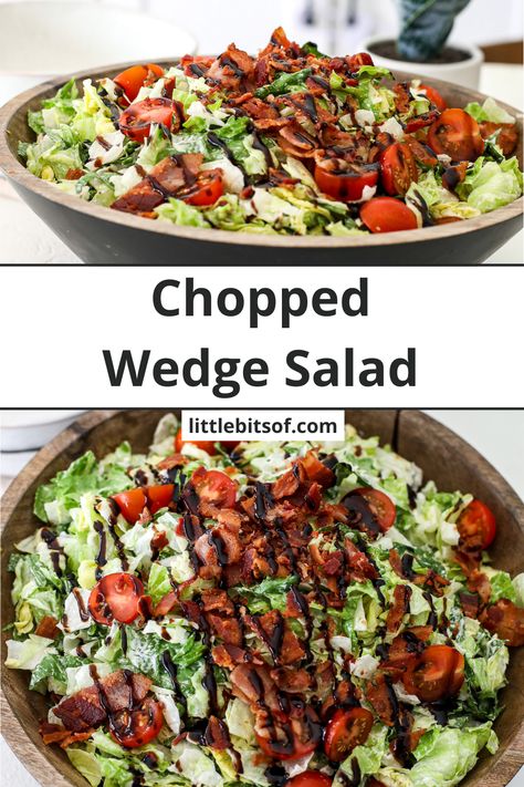 Wedge Salad With Steak, Ruth’s Chris Chopped Salad, Tossed Salad For A Crowd, Chopped Wedge Salad, Wedge Salad Recipes, Fiesta Salad, Salads For A Crowd, Chopped Salad Recipes, Yummy Salads