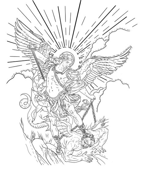 St Micheal Tattoo Stencil, Saint Michael Tattoo Stencil, St Michael Tattoo Stencil, St Micheal Arch Angel Tattoo, Saint Michael Tattoo Sleeve, Angel Michael Tattoo, Arch Angel Michael Tattoo, Saint Michael Tattoo Design, Saint Michael Tattoo