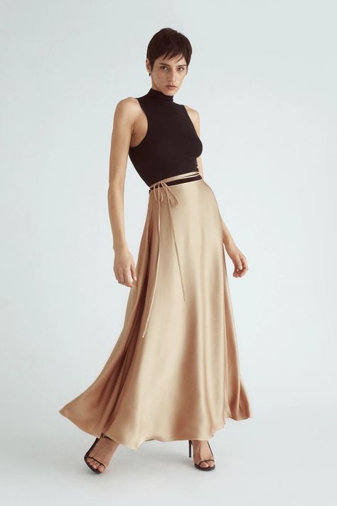 Ballerina Skirt Outfit, Satin Skirt Outfit, Maxi Wrap Skirt, Orseund Iris, Ballerina Skirt, Skirt Silk, Silk Maxi Skirt, Natural Clothing, Wrap Maxi Skirt