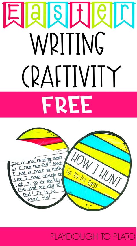 Free Easter Egg Writing Craftivity! This fun and free writing prompt is a great for kindergarten, first grade and second grade kids this March or April- perfect for Easter! #freewritingcraftivity #freeEasterprintables #freewritingprintables #firstgradeprintables #secondgradeprintables #playdoughtoplato Easter Writing Activities For Kids, Easter Activities For 1st Grade, Easter First Grade, Easter Writing Prompts, Easter Writing, First Grade Freebies, Kindergarten Writing Activities, Reading Tools, Easter Classroom