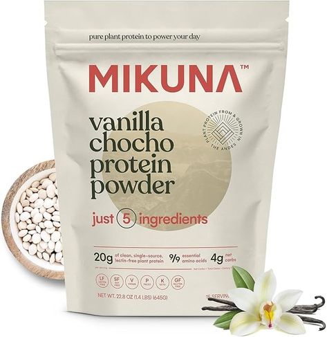 Amazon.com: Mikuna Vegan Protein Powder (Vanilla, 15 Servings) - Plant Based Chocho Superfood Protein - Dairy Free Protein Powder Packed with Vitamins, Minerals & Fiber - Gluten, Keto & Lectin-Free : Health & Household Dairy Free Protein Powder, Keto Protein Powder, Protein Powder Vanilla, Dairy Free Protein, Vanilla Plant, Plant Protein Powder, Lectin Free, Protein Power, Vegan Protein Powder