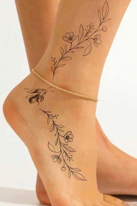 Anklet Tattoos For Women, Butterfly Ankle Tattoos, Ankle Foot Tattoo, Cute Foot Tattoos, Tattoo Ideas Unique, Tattoo Artist Tattoo, Tattoo Design Tattoo, Beauty Tattoo, Ankle Tattoos For Women