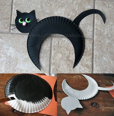 Halloween Diy Paper, Moldes Halloween, Bricolage Halloween, Paper Plate Crafts For Kids, Halloween Classroom, Halloween Arts And Crafts, Halloween Preschool, Adornos Halloween, Easy Halloween Crafts