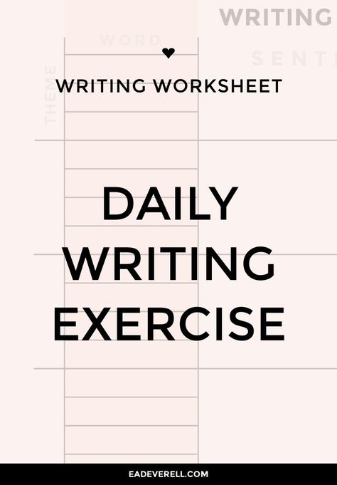 Daily Writing Exercise Writing Worksheets For Adults, Creative Writing For Beginners, Writing Course, Writing Exercise, Creative Writing Worksheets For Adults, Writing Exercises For Beginners, Writing Exercises For Middle School, Writing Exercises Writers, Poetry Writing Exercises