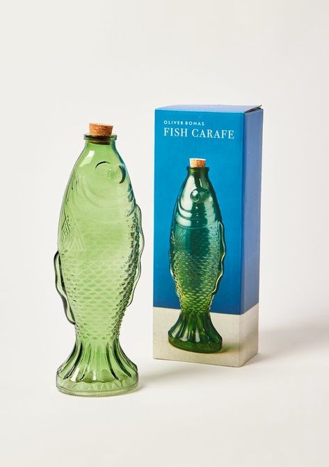 Glass Water Pitcher, Drinks Fridge, Bottle Container, Wine Carafe, Paola Navone, Beverage Dispenser, Fish Fish, Glass Carafe, Green Bottle