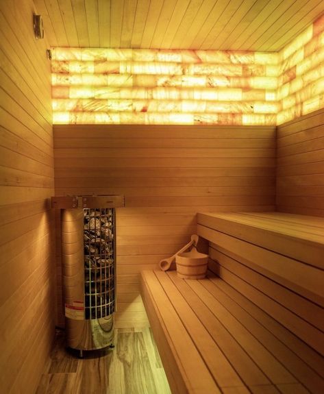 himalayan salt, sauna, led lighting, sauna room, finnish sauna, sauna bath, steam room, steam sauna, colored lighting, chromotherapy, wellness goals, diy sauna, sauna wood Salt Sauna, Luxury Sauna, Salt Light, Sauna Design, Light Panels, Salt And Light, Sauna Room, Himalayan Salt, Himalayan