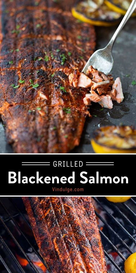 Grilled Blackened Salmon Fillet is ready in minutes. This simple recipe combines the earthy and savory flavors of our blackening seasoning and the rich flavors of a wild caught salmon fillet. Grill over direct heat for an incredible and flavorful grilled salmon recipe that comes together in less than 20 minutes. Whole Salmon Recipe, Blackened Salmon Recipes, Blackening Seasoning, Grilled Salmon Recipe, Salmon Fillet Recipes, Grilled Salmon Salad, Grilled Recipes, Smoked Salmon Dip, Salmon Salad Recipes