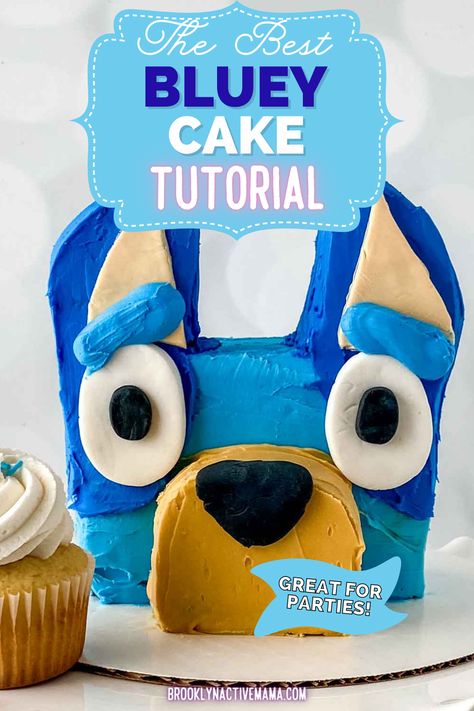 Bluey Birthday Cake, Dairy Free Buttercream, Birthday Cake Tutorial, Bluey Birthday Party, Blue Frosting, Picky Kids, Bluey Birthday, Gluten And Dairy Free, Blue Food Coloring