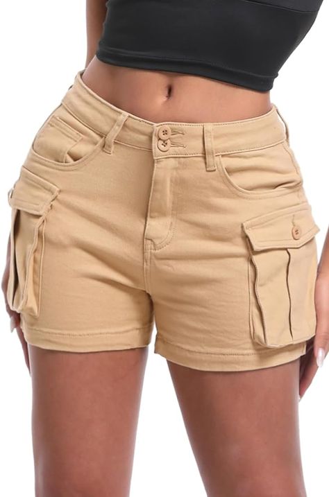 ELLEVEN Womens Cargo Shorts with Pockets Cargo Shorts for Women Cargo Shorts Women Women’s Cargo Shorts Short Shorts Cargo Shorts Y2K Womens Summer Shorts Arm Green Large at Amazon Women’s Clothing store Womens Cargo Shorts, Womens Cargo, Cargo Shorts Women, Shorts Y2k, Womens Summer Shorts, Shorts Cargo, Women Cargos, Shorts Women, Short Shorts