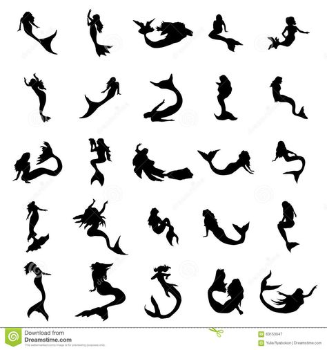 Mermaid Vector, Tattoos Inspo, Octopus Tattoos, Mermaid Stuff, Dragon Silhouette, Mermaid Magic, Silhouette Tattoos, Mermaid Drawings, Mermaid Tattoo