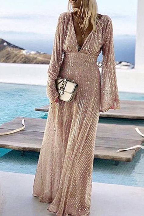 Women Maxi Sequins Evening Dress |Long Sleeve Floor Length Party Dress, 
Fashion Outfits , Women's Fashion, outfit ideas, stylish outfits, evening dresses, fancy dresses, formal dresses, Casual outfits, woman dress casual, business casual outfits, wedding dresses , winter outfits, cute casual outfits, winter jacket, winter fits,cute winter outfits, ugly sweater ideas Party Pattern, Flare Sleeve Dress, Dress Women Elegant, Long Sleeve Sequin, Strapless Maxi, Style Party, Maxi Robes, Linnet, Summer Party Dress