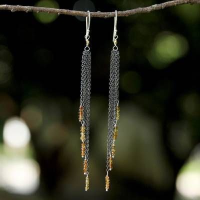 Brown Tourmaline, Waterfall Earrings, Handmade Crystal Jewelry, Earthy Jewelry, Brown Gemstone, Tourmaline Earrings, Basic Jewelry, Silver Chains, The Fringe