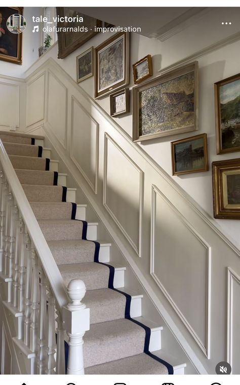 Waynes Coating Stairway Staircases, Stairwell Wainscoting Ideas, Stairs Wainscoting Ideas, Wainscotting Stairwells, Wainscoting Up Staircase, Stair Wainscoting Ideas, Tongue And Groove Staircase, Wainscot Stairs, Stairs Moulding Design