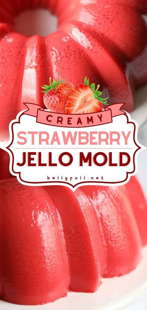 A super easy, delicious Thanksgiving dessert for a small crowd! A few pantry ingredients are all you need for this Thanksgiving sweet treat. Feel free to make this vintage creamy jello mold recipe with strawberry, raspberry, or cranberry! Jello With Raspberries, Strawberry Jello Mold Recipes, Easy Jello Mold Recipes, Cream Jello Recipes, Best Jello Recipes, Strawberry Jello Dessert Recipes, Jello Mold Ideas, Jello Recipes Easy, Creamy Jello Recipes