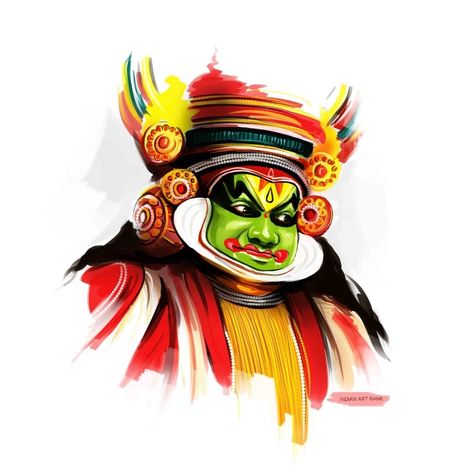 Kathkali, on ArtStation at https://www.artstation.com/artwork/PePZQ8 Kadhakali Photography Hd, Kadakali Painting, Kathakali Painting, Textiles Embroidery, Indian Classical Dance, Classical Dance, New Bus, Indian Art, Art Painting