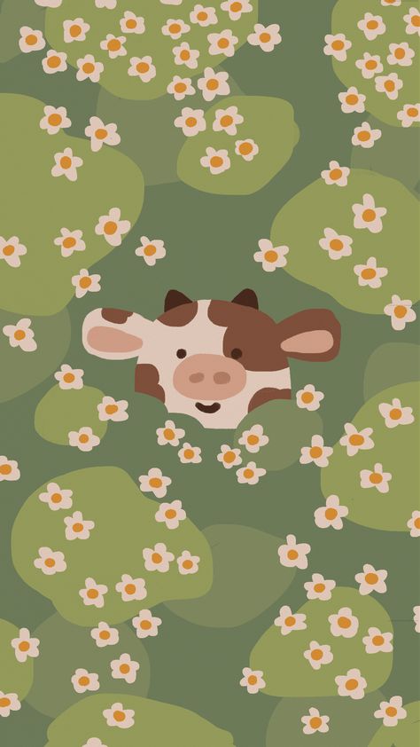 Cow Phone Wallpaper, 2d Wallpaper, Cow Wallpaper, Cocoppa Wallpaper, Sunflower Wallpaper, Spring Wallpaper, Watch Wallpaper, Cow Art, Cute Little Drawings