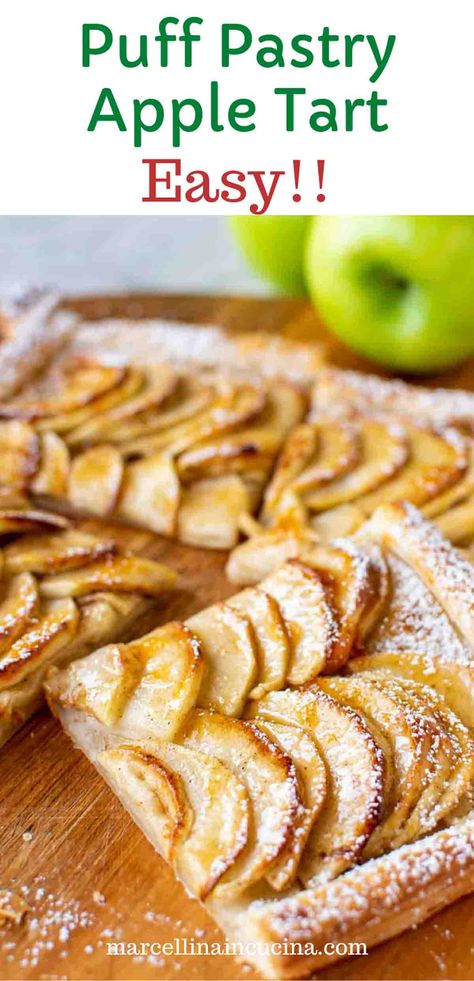 Healthy Puff Pastry Recipes Desserts, What To Make With Phylo Pastry, Apples Pastry Puff, Simple Apple Tart Recipe, Granny Smith Apple Puff Pastry, Easy Flaky Pastry Recipe, Healthy Apple Pastry, Pastry With Apples, Puff Pastry Recipes Sweet Easy