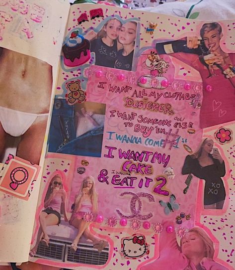 2000s Journal Aesthetic, Scrapbook Ideas Y2k, Messy Scrapbook Aesthetic, Y2k Journal Ideas, Y2k Journal Aesthetic, 2000s Notebook, Messy Journaling, Y2k Journal, Y2k Diary