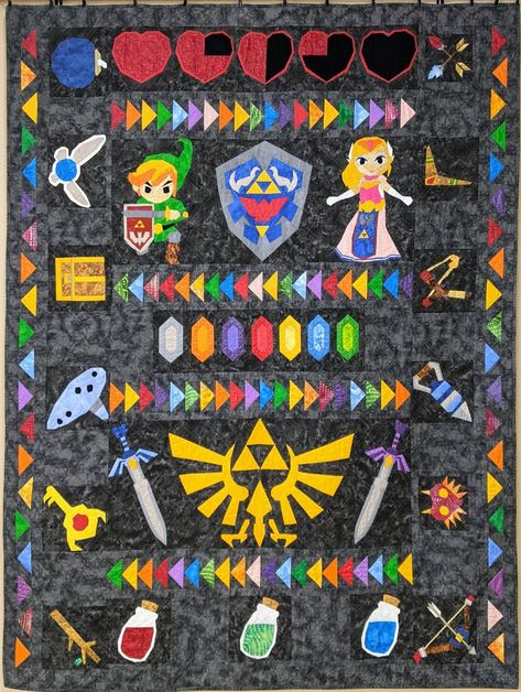 Legend Of Zelda Quilt Pattern, Gamer Quilt, Zelda Quilt Pattern, Geek Quilt, Video Game Quilt, Nerd Quilt, Zelda Quilt, Xmas Quilts, Row By Row Experience