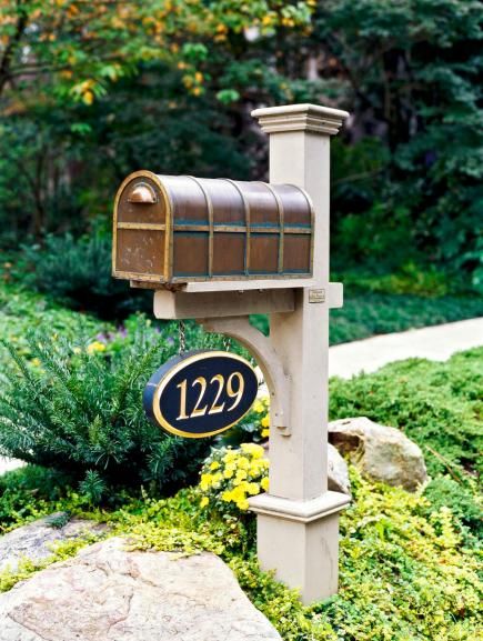 Spruce up the curb appeal of your home by adding touches reflecting your personality and style. Mailbox Garden, Mailbox Makeover, Mailbox Landscaping, House Numbers Diy, Diy Mailbox, Boost Curb Appeal, Mailbox Design, Mailbox Post, Outdoor Landscape Lighting